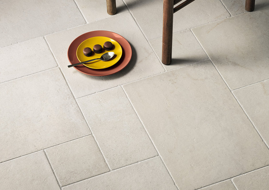Terra French Pattern Salina Patterned Porcelain Tiles in a room setting