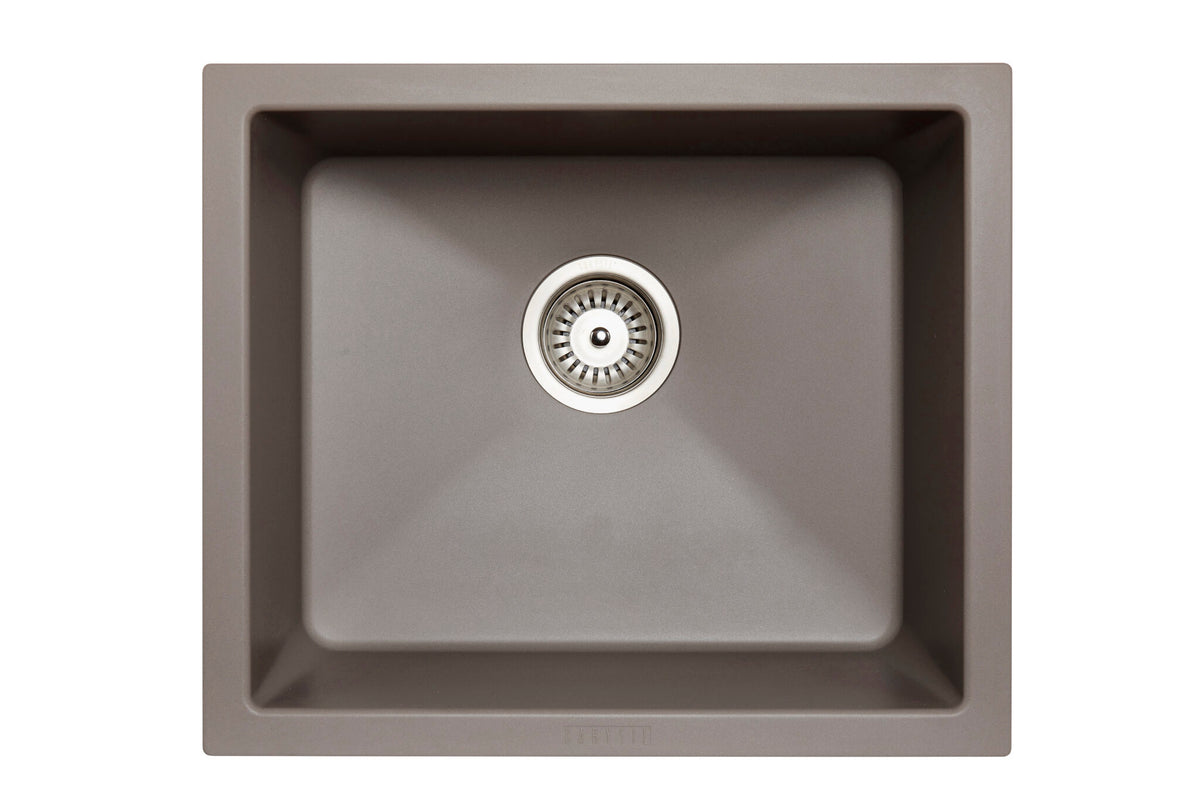 Navona Salsa Single Bowl Granite Sink 533 x 457 x 205mm Concrete Grey