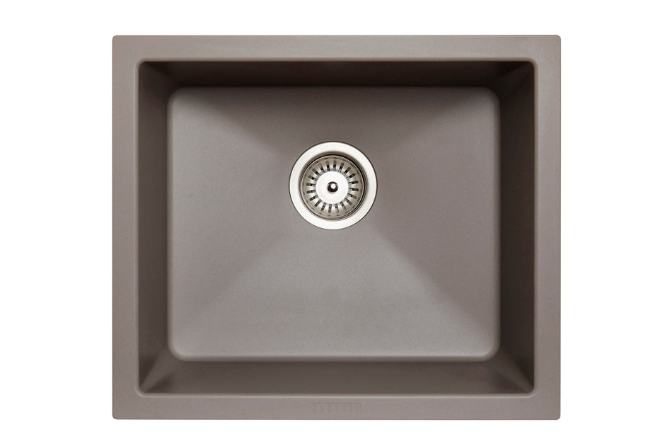 Navona Salsa Single Bowl Granite Sink 533 x 457 x 205mm Concrete Grey