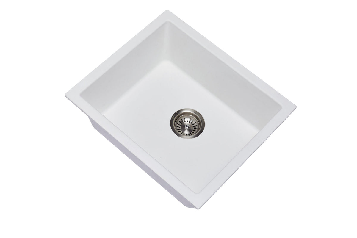 Navona Salsa Single Bowl Granite Sink 533 x 457 x 205mm Snova White