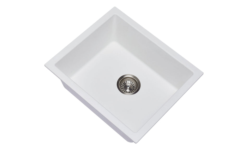 Navona Salsa Single Bowl Granite Sink 533 x 457 x 205mm Snova White