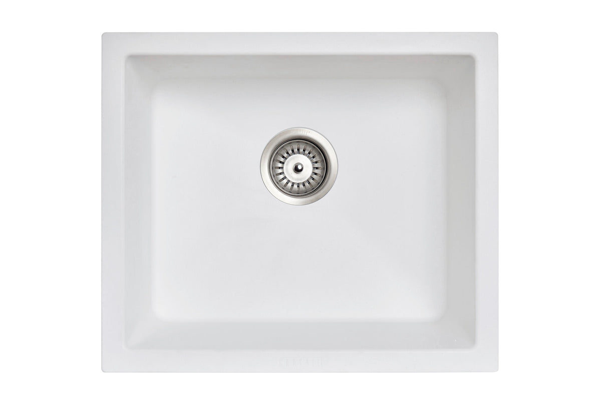 Navona Salsa Single Bowl Granite Sink 533 x 457 x 205mm Snova White