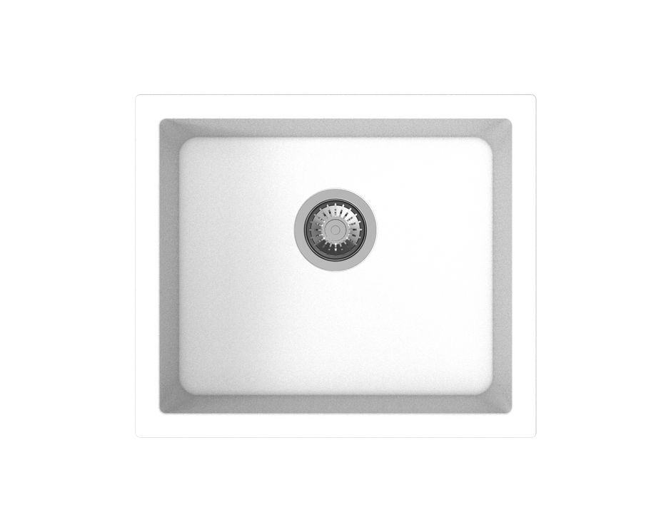 Navona Salsa Single Bowl Granite Sink 533 x 457 x 205mm Snova White