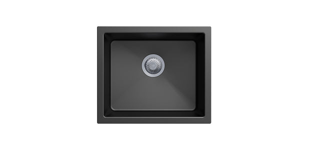 Navona Salsa Single Bowl Granite Sink 533 x 457 x 205mm Deep Black