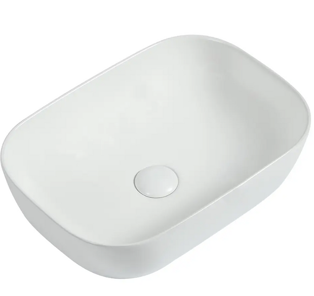 Basal Counter Top Ceramic Basin in White Matt