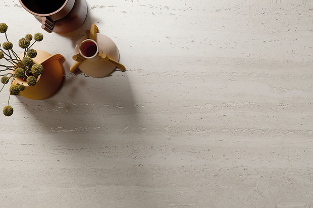 Sensi Roma White Travertine Look Porcelain Tiles in a room setting