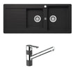 Schock Typos 1 and 3/4 Bowl with Right Hand Drainer 1TH and 400710B Kitchen Mixer Onyx