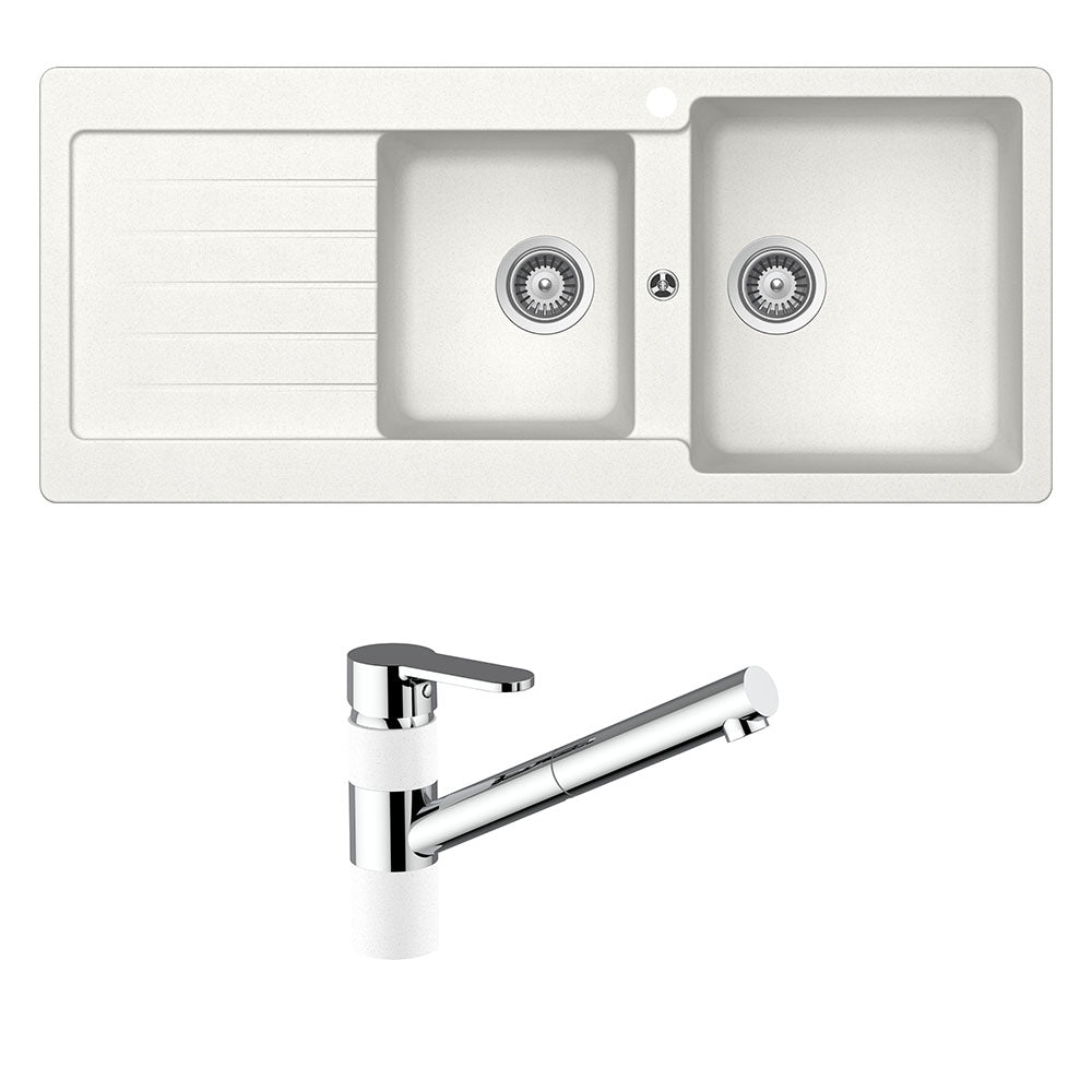 Schock Typos 1 and 3/4 Right Hand Bowl with Drainer 1TH and 400710A Kitchen Mixer Alpina