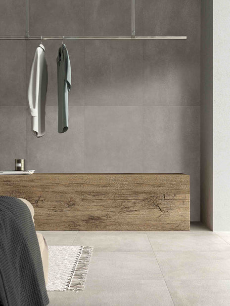 Theatro White Porcelain Tiles in a room setting