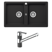 Schock Typos Double Bowl and 400710B Pull Out Kitchen Mixer Onyx