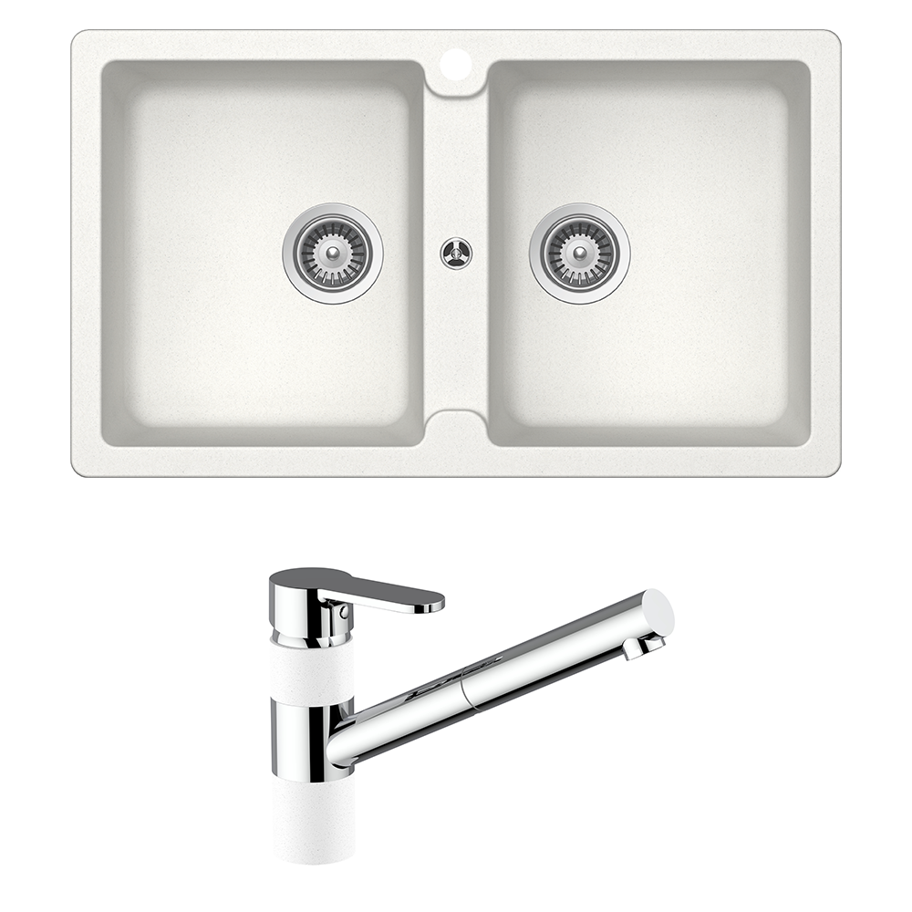 Schock Typos Double Bowl and 400710A Pull Out Kitchen Mixer Alpina