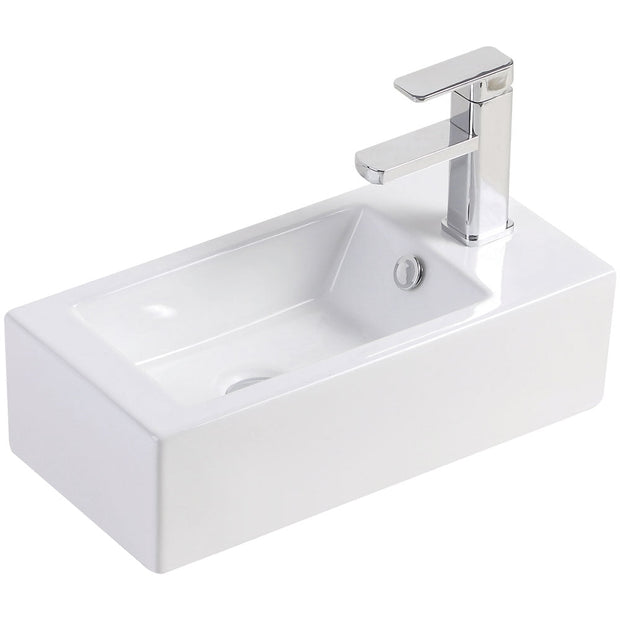 Fienza Linea Right-Hand Wall Basin, Gloss White wall hung vanity