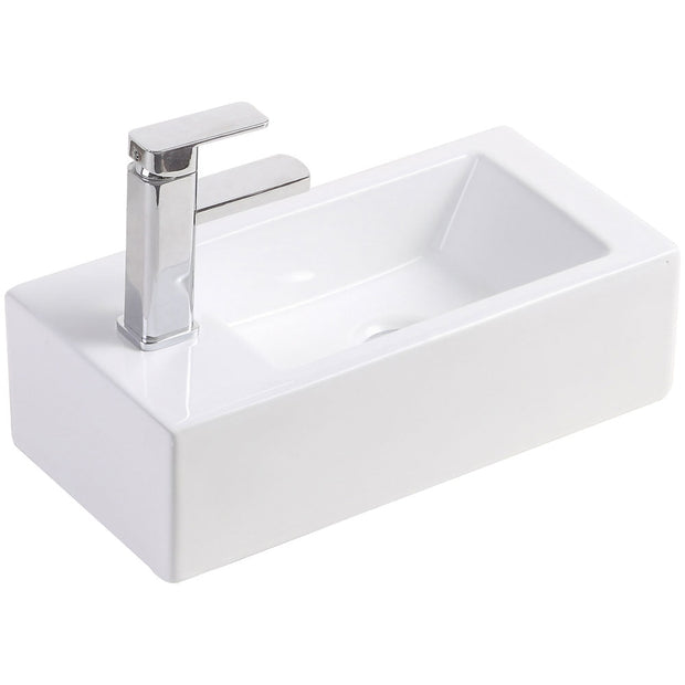 Fienza Linea Left-Hand Wall Basin, Gloss White wall hung vanity