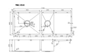 Navona TWM9.2 Handmade One and a Half Bowl Sink with Drainer 1160 x 460 x 230mm technical drawing