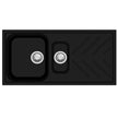 Navona New Beethoven D150 One and a Half Bowl Granite Sink with Drainer 1000 x 500 x 200mm Deep Black