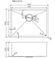 Navona TWM10 Handmade Single Bowl Sink 600 x 450 x 230mm technical drawing