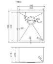 Navona TWM12 Handmade Single Bowl Sink 390 x 450 x 215mm technical drawing
