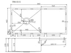 Navona TWM4 Handmade Single Bowl Sink with Drainer 960 x 450 x 230mm technical drawing
