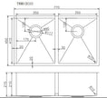 Navona TWM6 Handmade Double Bowl Sink 770 x 450 x 215mm technical drawing
