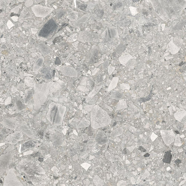 Terrazzo Ceppo Grey Gloss Wall Unrectified Edges Porcelain Tiles tile