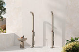 Trav Kave Cashmere Deco Plisse Travertine Look Porcelain Tiles in a room setting