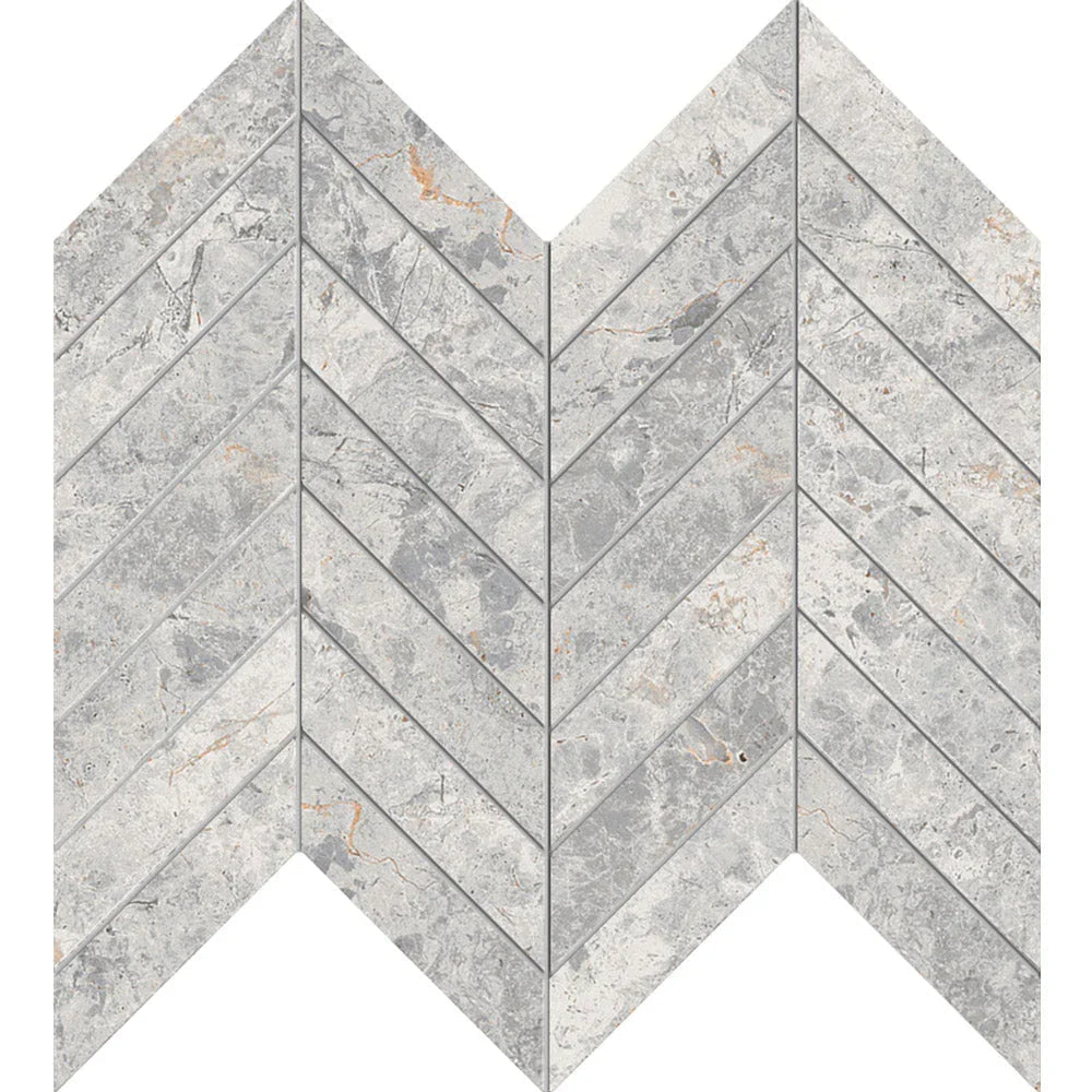 Tundra Grey Chevron Matt SmoothGrip Porcelain Mosaic tile