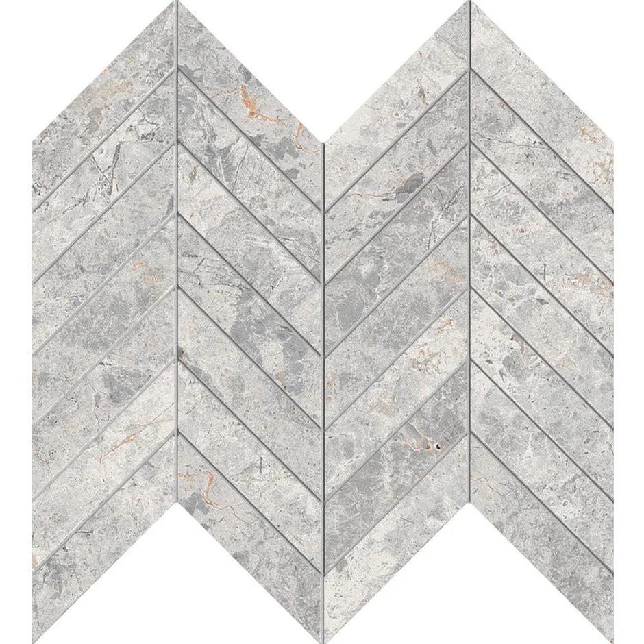 Tundra Grey Chevron Matt SmoothGrip Porcelain Mosaic tile