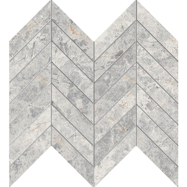 Tundra Grey Chevron Matt SmoothGrip Porcelain Mosaic tile