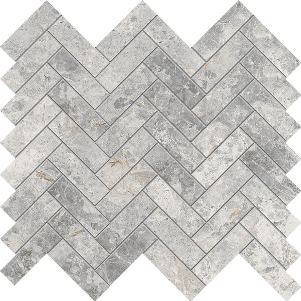 Tundra Grey Herringbone Matt SmoothGrip Porcelain Mosaic tile