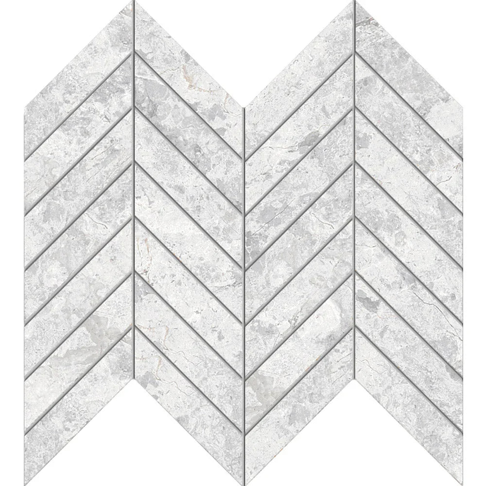 Tundra White Chevron Matt SmoothGrip Porcelain Mosaic tile