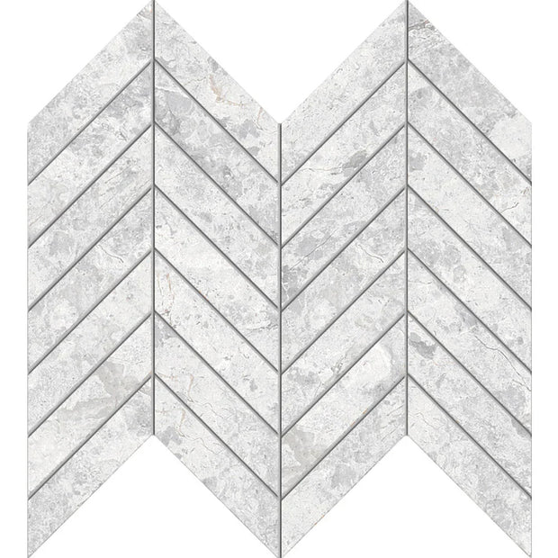 Tundra White Chevron Matt SmoothGrip Porcelain Mosaic tile