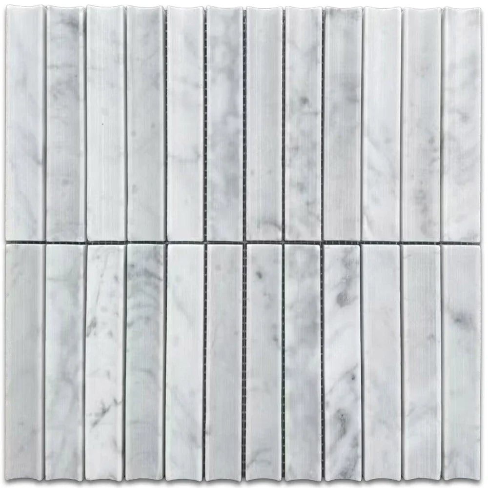 Tuscany Carrara Fish Scale Marble Mosaic Concave Stone tile