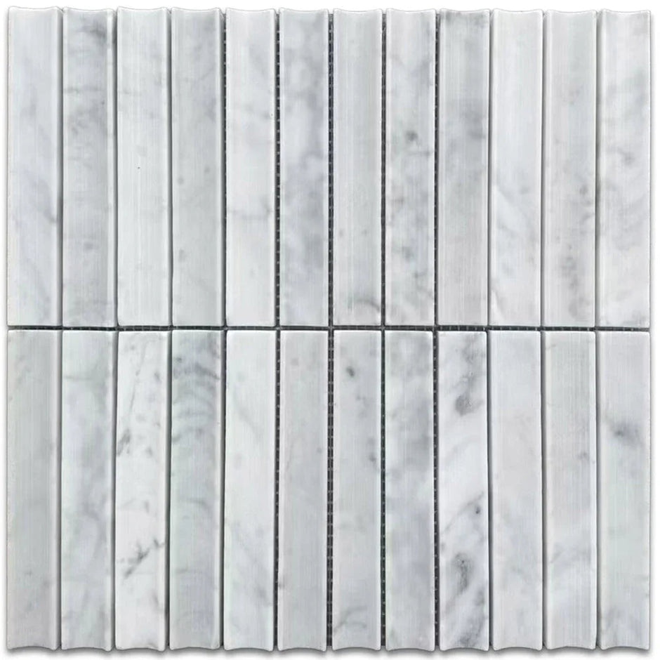 Tuscany Carrara Fish Scale Marble Mosaic Concave Stone tile