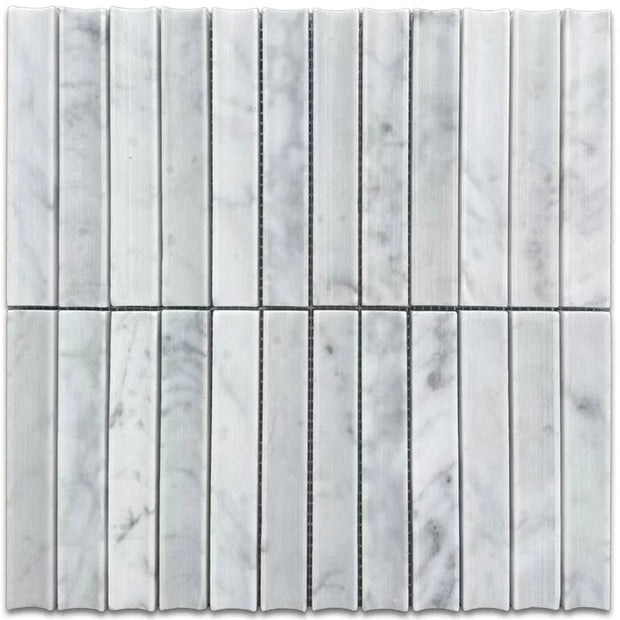 Tuscany Carrara Fish Scale Marble Mosaic Concave Stone tile