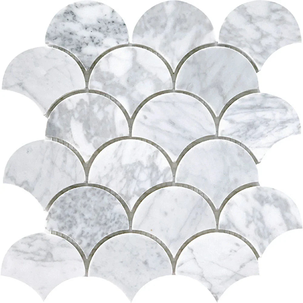 Tuscany Carrara Fish Scale Marble Mosaic tile
