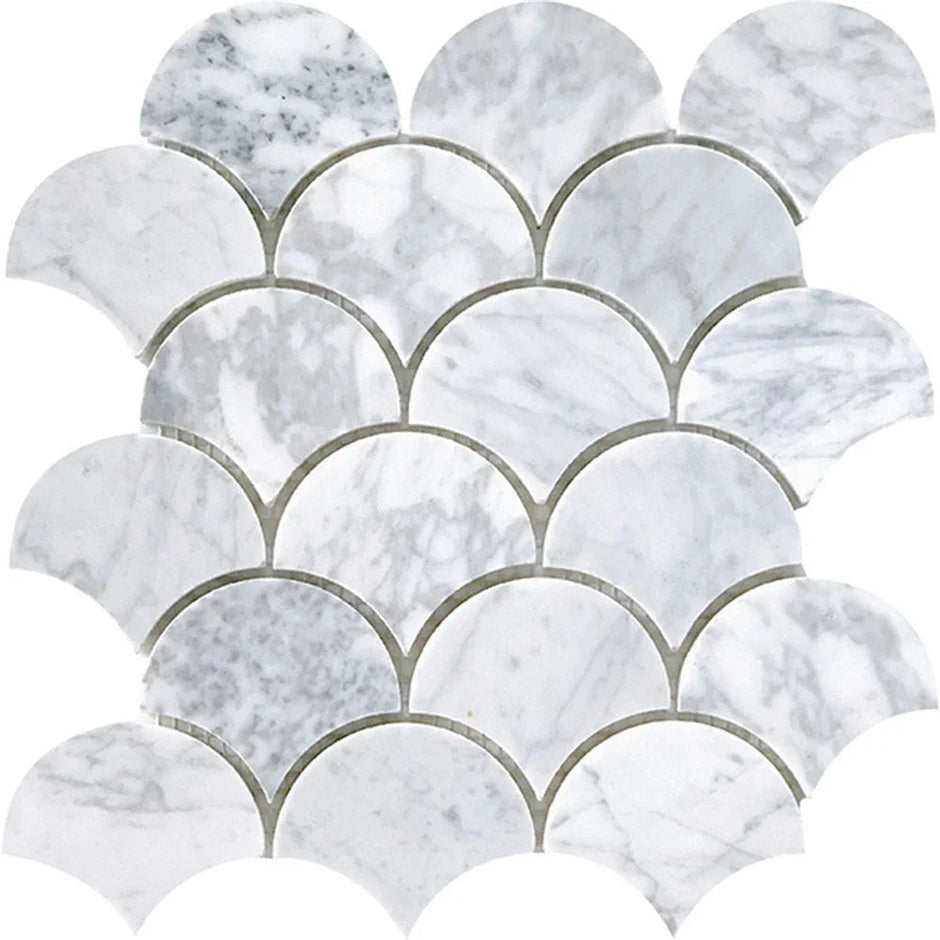 Tuscany Carrara Fish Scale Marble Mosaic tile