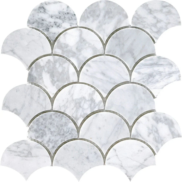 Tuscany Carrara Fish Scale Marble Mosaic tile