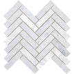 Tuscany Carrara Herringbone Marble Mosaic Long Herringbone tile