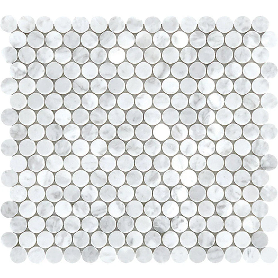 Tuscany Carrara Penny Round Marble Mosaic tile
