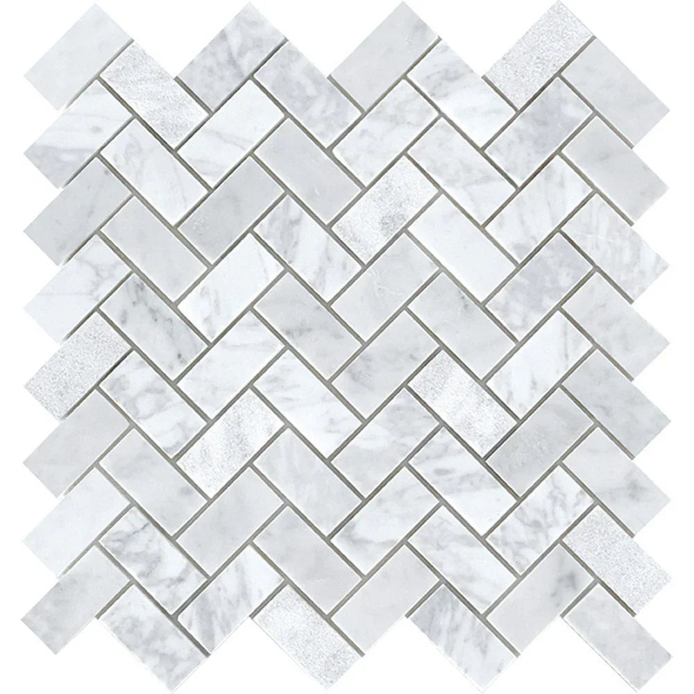 Tuscany Carrara Herringbone Marble Mosaic tile