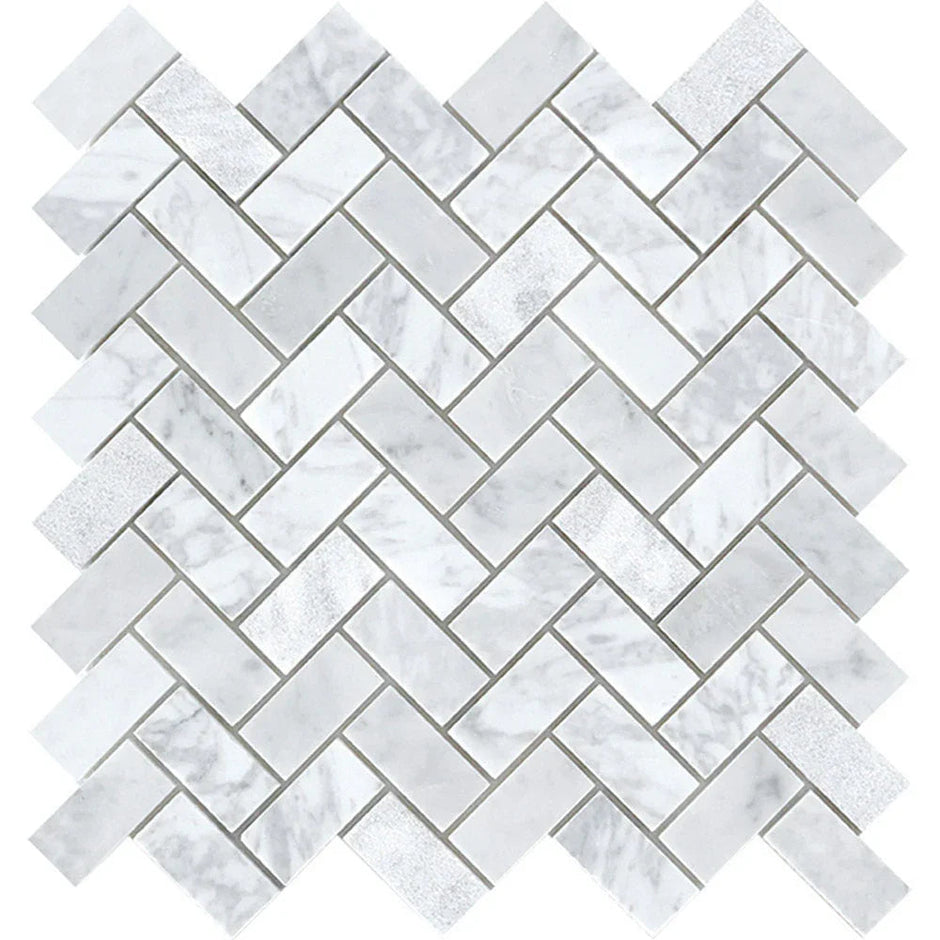 Tuscany Carrara Herringbone Marble Mosaic tile