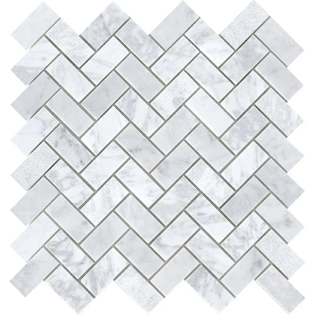 Tuscany Carrara Herringbone Marble Mosaic tile