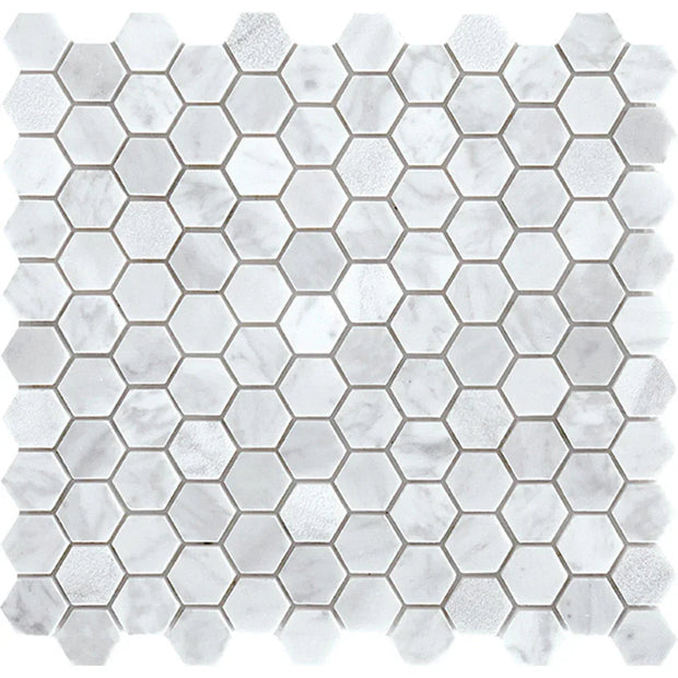 Tuscany Carrara Small Hexagon Marble Look Porcelain Tiles tile