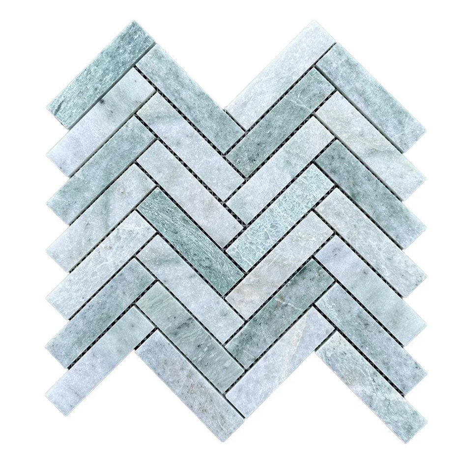 Tuscany Green Long Herringbone Marble Mosaic tile