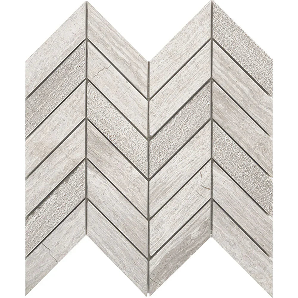 Tuscany Wood Grey Light Chevron Marble Mosaic tile