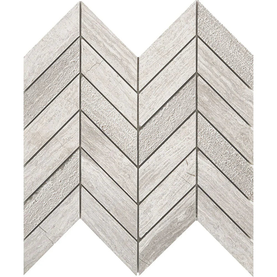 Tuscany Wood Grey Light Chevron Marble Mosaic tile