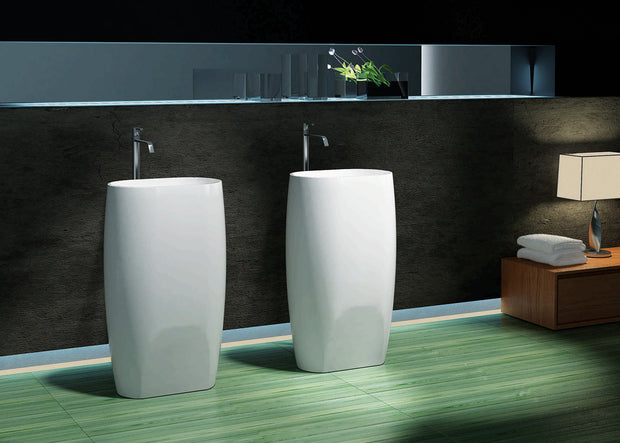 Pietra Bianca Unique Freestanding Pedestal Basin