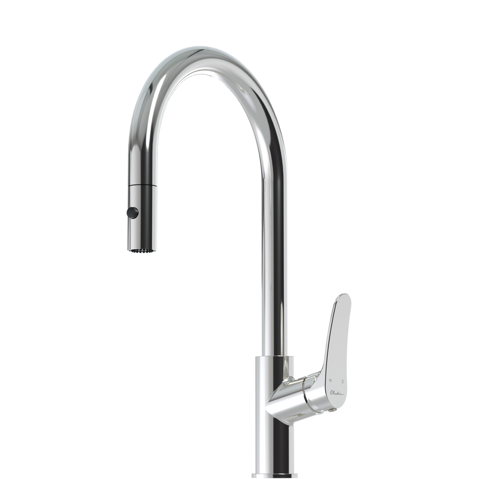 Verona Pull Out Goose Neck Spray Mixer in Chrome