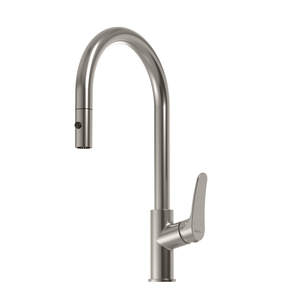 Verona Pull Out Goose Neck Spray Mixer in Brushed Nickel