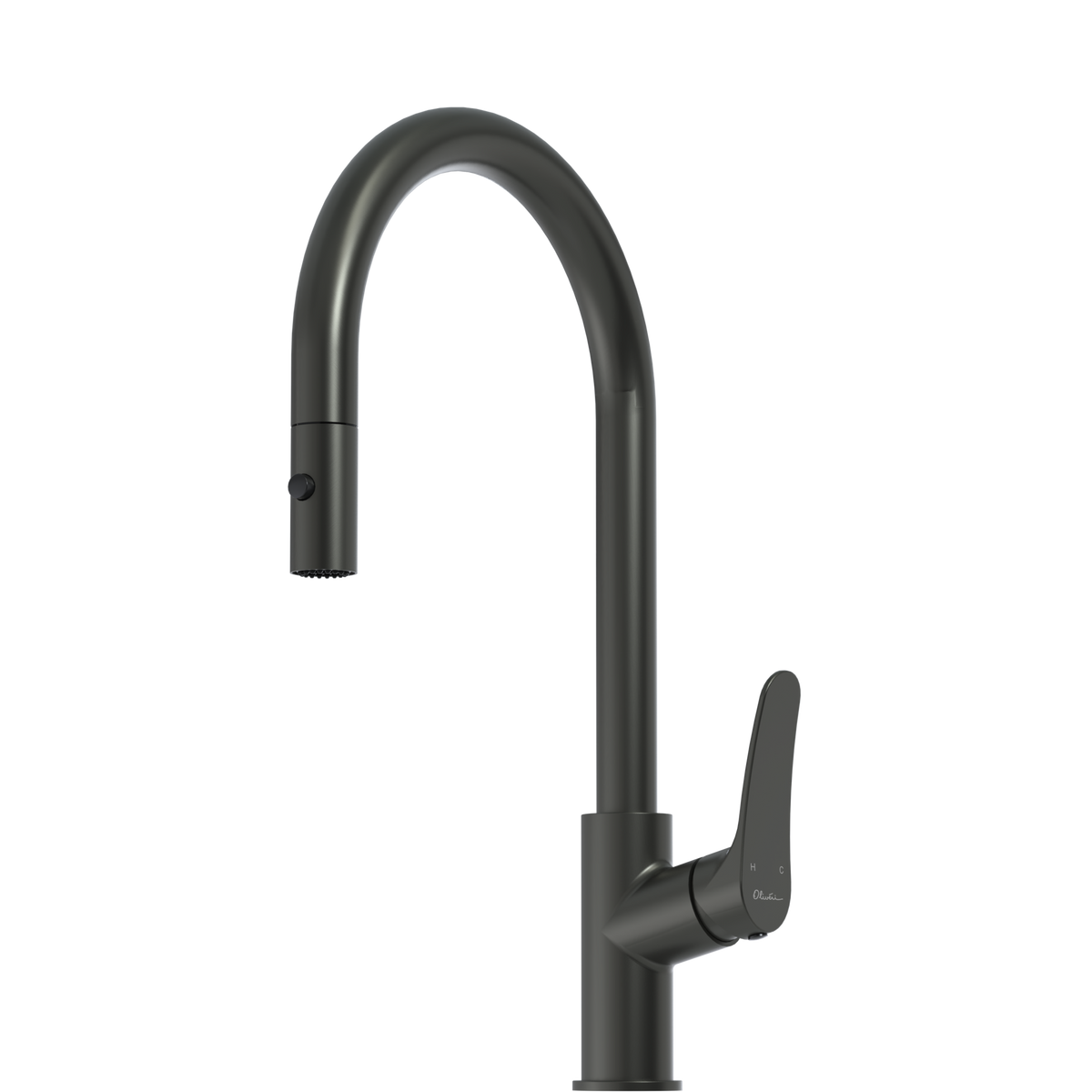 Verona Pull Out Goose Neck Spray Mixer in Gunmetal